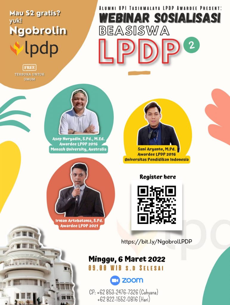 Webinar Sosialisasi Beasiswa LPDP bersama Awardee LPDP UPI Tasikmalaya